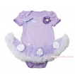 Lavender Baby Bodysuit Lavender White Rose Pettiskirt & Rose Sparkle Rhinestone Necklace Print JS4553